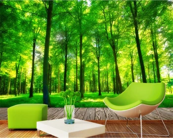 Vlastné 3D Zelenými lesmi nástennú maľbu Foto Tapety Scenérie tapety Obývacia Izba domova abstraktných de parede beibehang 3d tapety