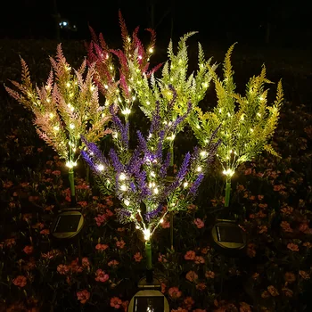 Solárne Lampy, LED Svetlo, Imitácia Kvet Vonku na Dvore Záhradné Kosačky Dekorácie Romantickú Atmosféru, Krásne Levandule, Fialová, Biela