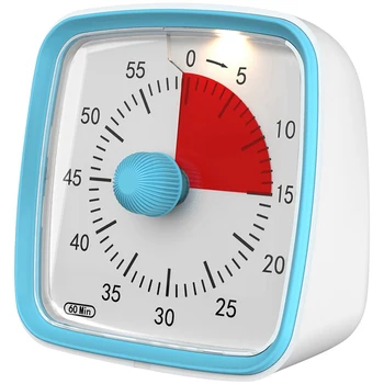Plastové Časovač S Nočným Svetlom, 60 Minútový Časovač Pre Deti A Dospelých, Time Management Tool (Modrá)