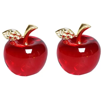 2X Vianočný Crystal Apple Sklo Remesiel Domáce Dekorácie Auta Ozdoby Crystal Remesiel Miniatúrne Upomienkové Darčeky