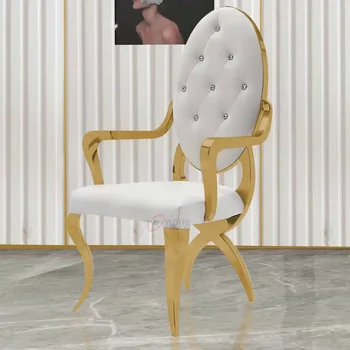 Európska nerez guľatý chrbát Neoklasicistickom postmoderných luxusná lakťová opierka jedálenské stoličky Hotel voľný čas hovorí o handričkou a stoličky