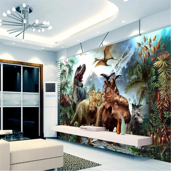 beibehang Vlastné wallpaepr pre obývacia izba umenie Fotografie pozadí spálňa Anaglyph Dinosaurov nástenné maľby-3d stenu, papierové tapety 3d