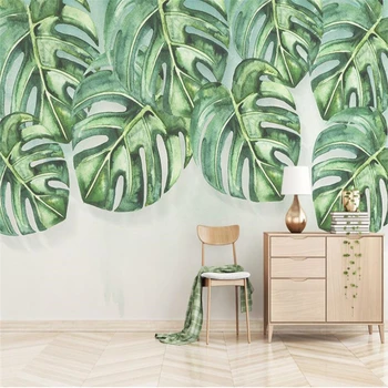 wellyu Ručne maľované korytnačka listy tropickej rastliny papier pozadí steny nástenná maľba vlastné veľká nástenná maľba na životné tapety