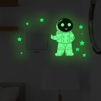 Svetelný Cartoon Prepínač Nálepky Svietiace Nálepky Fluorescenčné Hviezdy Astronaut Nálepky detskej Izby, Dekorácie Domov