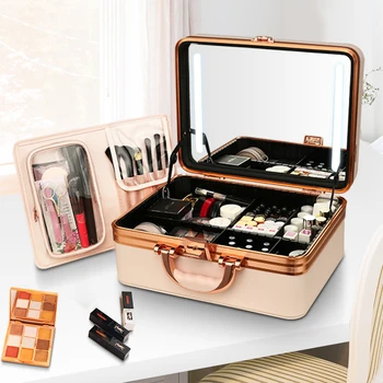 LED make-up prípade Módne Prenosné make-up taška Veľké kapacity, Skladovacie škatule, aby do vrecka, Nepremokavé kozmetická taška box make-up kabelku