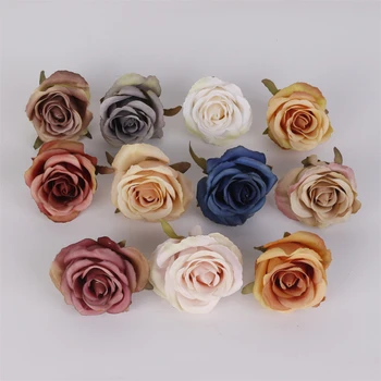 5 ks Rose Umelé Kvety, Hlavy Falošné Kvetinové Svadobné Dekorácie Domova Strany Kvetinové Steny DIY Zápisník Veniec Príslušenstvo