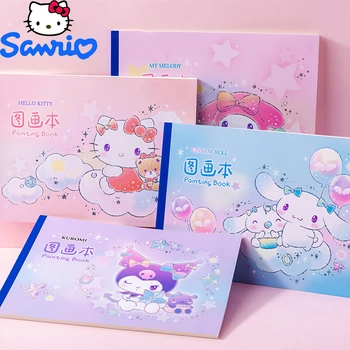 Sanrio Kuromi Mymelody Cinnamoroll Hellokitty Kartun Alat Tulis Buku Gambar Anak-Anak Graffiti Tangan Menggambar Buku Gambar