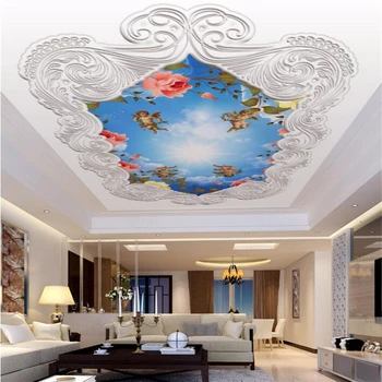 wellyu Vlastnú tapetu 3d nástenná maľba atmosféru, nádherné Európskej úľavu vzor neba anjel strop strechy abstraktných de parede tapety