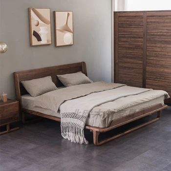 North American black walnut plný masívneho dreva posteľ jednoduché spálňa veľkú posteľ Nordic štýl nábytku moderný čerešňového dreva posteľ