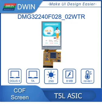 DWIN 2.8 Palcový, 240*320 Pixelov, 262K Farieb, TN TFT Displej COF Štruktúra DMG32240F028_02W