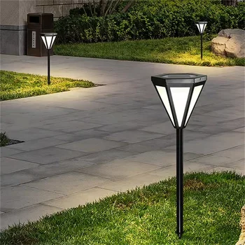 TEMAR Vonkajšie Moderný Jednoduchý Trávnik Lampa Black LED Osvetlenie Nepremokavé Domov pre Vila Záhrada