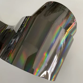 10 cm šírka Holografické Black Chrome Adhesive Vinyl Film Zábal Odtlačkový odvzdušňovacia
