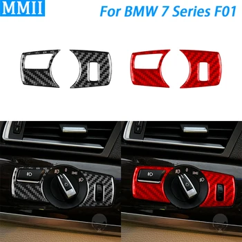 Pre BMW 7 Series F01 2009-14 Uhlíkových Vlákien Svetlometu Prepnite Ovládací Panel Výbava Kryt Auto, Interiér Dekorácie Doplnky Nálepky