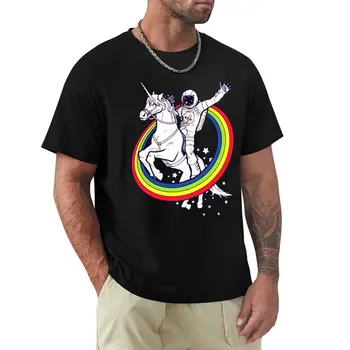 Astronaut na Koni Jednorožec Hodiť Rainbow, Tričko tričko muž prázdne t košele pánske t-shirt