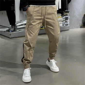 2023 nové jarné mužov cargo nohavice vintage štýl, nohavice jednofarebné nohavice pánske nohavice
