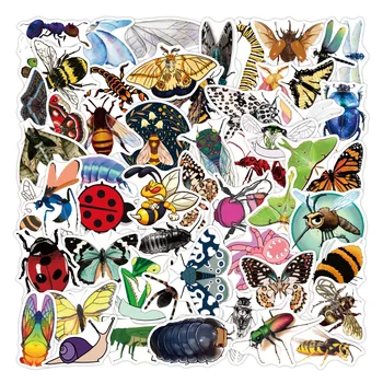50Pcs Hmyzu Zvierat Cartoon Nálepky Farebný Motýľ Dragonfly Roztomilý Zvierat Samolepky Na DIY Papiernictvo Batožiny Notebook Gitara