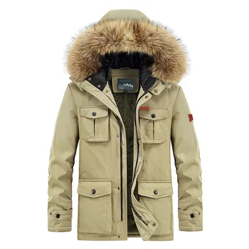 Oblečenie pánske Vojenské Vetrolam 2023 Cardigan Coats Kožušiny Golier Camping Kúrenie Zimné Kabáty Bežné Taktické Mužov Windbreake