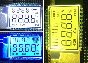22PIN 4-Ciferné Segmente LCD Panel 3.3 V, Biela/Modrá/Žltá Zelená/Šedá Podsvietenie Koncentrácia Plynov Obrazovke