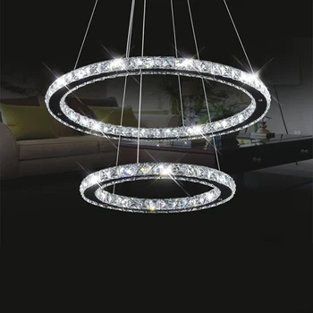 Hot predaj Diamantový Prsteň LED Crystal Prívesok Svetlo Moderné LED Osvetlenie Kruhy Visiace Lampy, 100% Záruka Listry Svietidlo