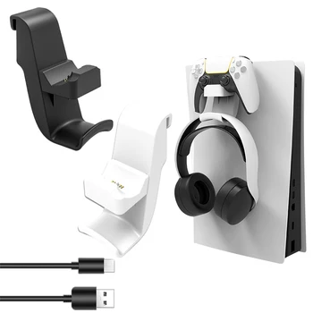 2 v 1 PS5 Radič Nabíjačka Slúchadlá s Držiak na Smart Nabíjací Dok pre PS5 Regulátor Nabíjania Kolísky s Headsetom Držiteľ