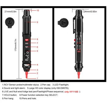 3 v 1 Pen-type Digitálny Multimeter Farebný LCD Hlasového Vysielania True RMS Digitálny Multimeter Napätie Test Pero Fáze Sekvencie Meter