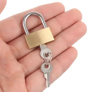Mini Mosadzný Zámok S 2 Kľúčmi Locker Prípade Dodávky Cestovný Kufor Batožiny Prípade Visiaci Zámok Bezpečnostný Nástroj Jednoduchý Malý Medený Zámok