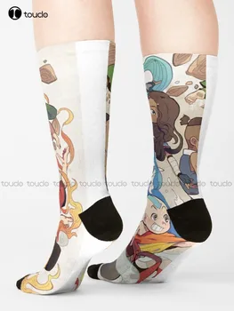 Avatar Posledný Airbender Ponožky Biele Vysoké Ponožky Cartoon Pohodlné Najlepšie Dievčatá Športové 360° Digitálna Tlač Vlastný Darček Streetwear