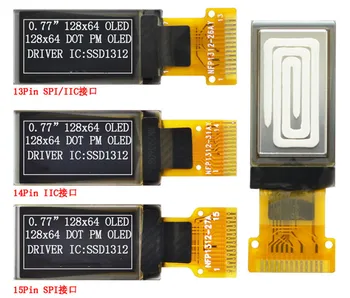 IPS 0.77 palcový 13PIN/14PIN/15 KOLÍKOVÝ SPI Biela OLED Displej SSD1312 Jednotky IC 128*64 IIC Rozhranie