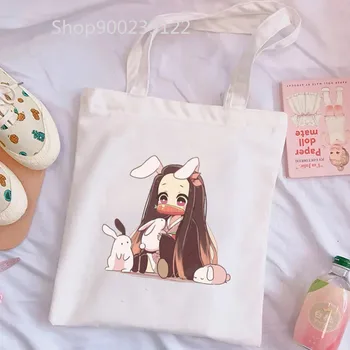 Japonské anime Nákupné tašky tlač Démon vrah s potravinami tašky Kabelky opakovane tašky, nákupné tašky opakovane nákupné tašky