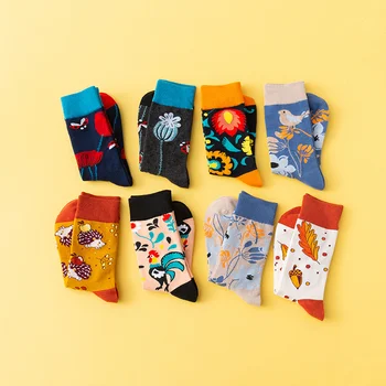 Príležitostné Športové Plus Veľkosť Ponožky Mužov Trend Color-blocking Tlač Módne Kvet, Vták Osobné Tvorivé Farebné Ženy Ponožky