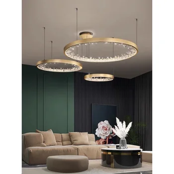 Moderné Led Stropný Luster Pre Obývacia Izba Crystal Visiace Lampy Luxusné Domova Vnútorné Osvetlenie Kruhu Krúžky Spálňa Lesk
