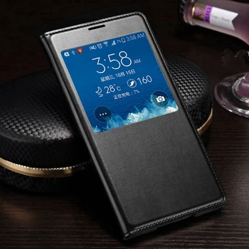 Flip Cover Kožené Telefón Puzdro Pre Samsung Galaxy S9 S8 S7 S6 S5 S 9 8 7 6 Okraji Plus I9600 G920 G930 G950 Transparentné Zobrazenie Okna