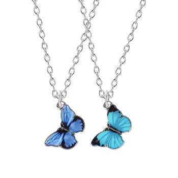 Jednoduché dámske Náhrdelníky Trendy Blue Butterfly Hmyzu Prívesok Zliatiny Temperament Clavicle Reťazca Dievča Módne Šperky Darček Hot Predaj