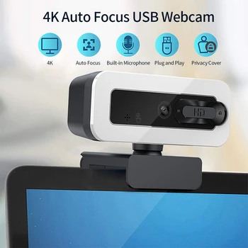 4K Auto Focus USB Webkamery Ovládač-zadarmo Web Kamera s Redukciou Šumu Mikrofónu ochrany Osobných údajov Kryt pre Video Chat, Online Konferencie