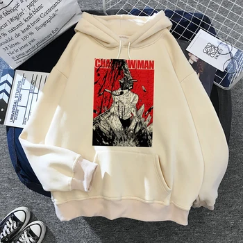 Unisex Pílou Muž, Mikiny Japonské Anime Hoodies Mužov Makima Grafické Streetwear Harajuku Pochita Topy Cartoon Oblečenie Muž