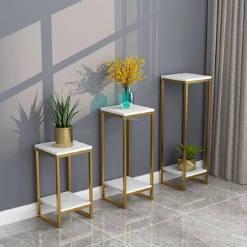 Nordic Kovaného Železa Kvetina Stand Zlaté Minimalistický Obývacia Izba Interiér Bonsai Výzdoba Stánku Zelený Kôpor Poschodí Viacvrstvových Rack