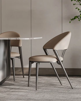Kožené nehrdzavejúcej ocele, jedálenské stoličky svetlo luxusné moderné jednoduché taliansky štýl minimalistický reštaurácia hotel home čalúnený leath