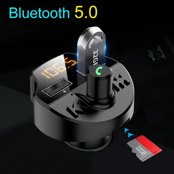 JINSERTA Bluetooth 5.0 Auto FM Bezdrôtové Hands-Free Hovory Mp3 Prehrávač QC3.1 Duálny USB Nabíjačka TF Karty U Diskov Prehrávanie Hudby