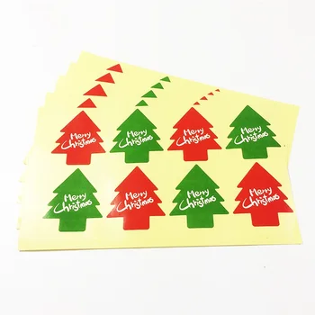400pcs/veľa Červenej A Zelenej Farby Vianočný Strom Tvar Darček Tvorivé Tesnenie Nálepky Ručné Výrobky Label Nálepka