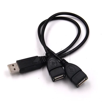 USB 2.0 A 1 muž 2 Dual USB Žena Údaje Rozbočovač sieťového Adaptéra, Y Splitter Nabíjania pomocou kábla USB Napájací Kábel, Kábel Predlžovací Kábel