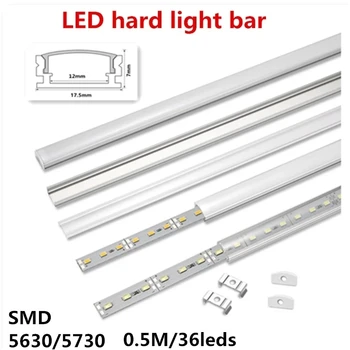 LED hliníkové kanál 0,5 m, pre 3528 5630 5050 LED pásy U/tvaru V, LED hliníkové kanál mlieka biely kryt/priehľadný kryt