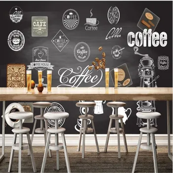 Ručne Ťahané Tabuli Kávy Prvok Štítky 3D Pozadie Tapetu nástenná maľba Kaviareň v kaviarni Reštaurácia, Snack Bar Stenu Papier 3D