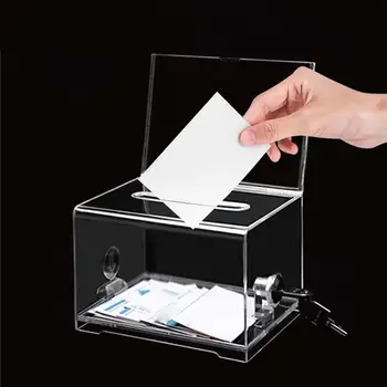 Jasné Hlasovanie Okno Uzamykateľné Volebnej urny Tomboly Lístok Box textovom Poli Charity Akryl schránky na milodary pre Podnikanie Hlasovanie Stola