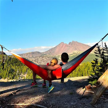 Dvojité 210t padák handričkou hojdacia sieť dve farebné šitie Rozhodnutia swing outdoor camping hojdacia sieť