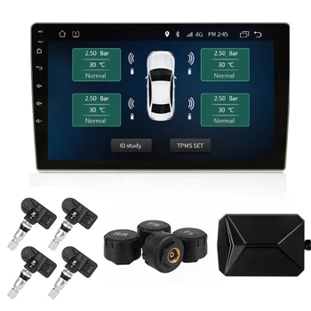 USB Android Auto monitorovanie tlaku v pneumatikách Tlak vzduchu v Pneumatikách Systém Monitorovania Bezdrôtový Prenos TPMS Android Navigačný Alarm Systém So 4 Senzormi