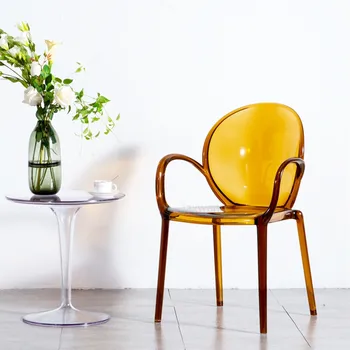 Nordic Jedno operadlo stoličky Voľný čas Jednoduchosť Akryl Plastové stoličky Krištáľovo Priehľadné Jedálenské Stoličky pre kuchynský nábytok Z