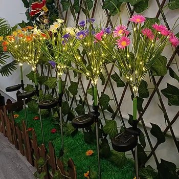 Záhradné Dekorácie Led Solárne Chryzantéma Lampy Vonkajšie Lily Azalea Kvety Svetlo Malé Wild Flower Krajiny Nádvorie Trávnik Lampa