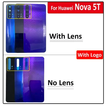 NOVÉ Nova 5T Späť Kryt Batérie Dvere, Zadné Sklo Bývanie Prípade Výmeny S Lepidlo Pre Huawei Nova 5T S Objektív