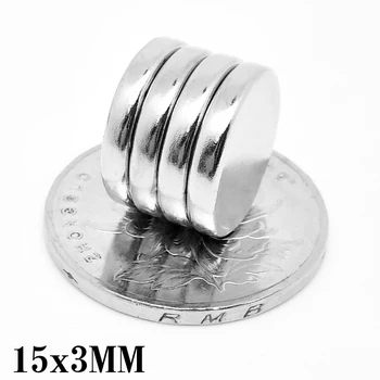 5/10/20/50/100KS 15x3 Disk Vzácnych Zemín Magnet 15 mm x 3 mm Väčšinu Kolo Magnetické Magnet 15x3mm Silné Neodýmu Magnety 15*3 mm