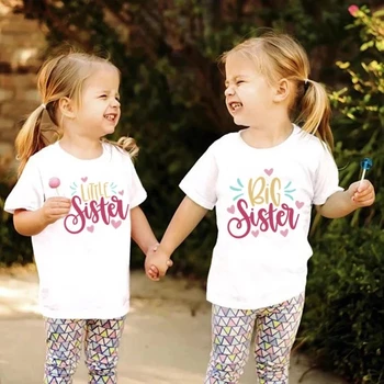 Deti Oblečenie Veľká Malá Sestra T-Shirts Sestry Zodpovedajúce Oblečenie Dvojičky, Deti Dievča Rodiny Pozrite Zodpovedajúce Anouncement Topy Tees